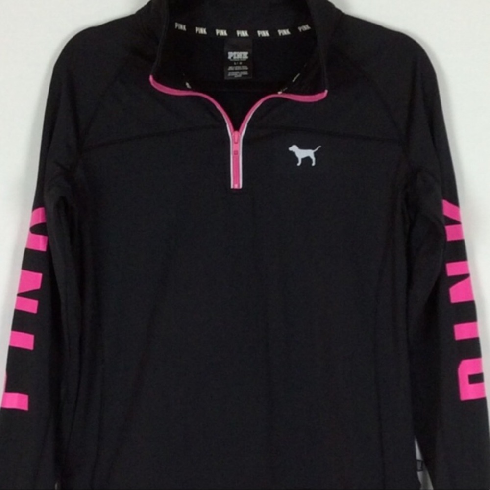 Fitted pullover sz M L PINK & Black athletic top - Picture 1 of 6